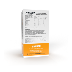 Orange - KODA Electrolyte Powder (20 Stick Pack) - 4 Pack