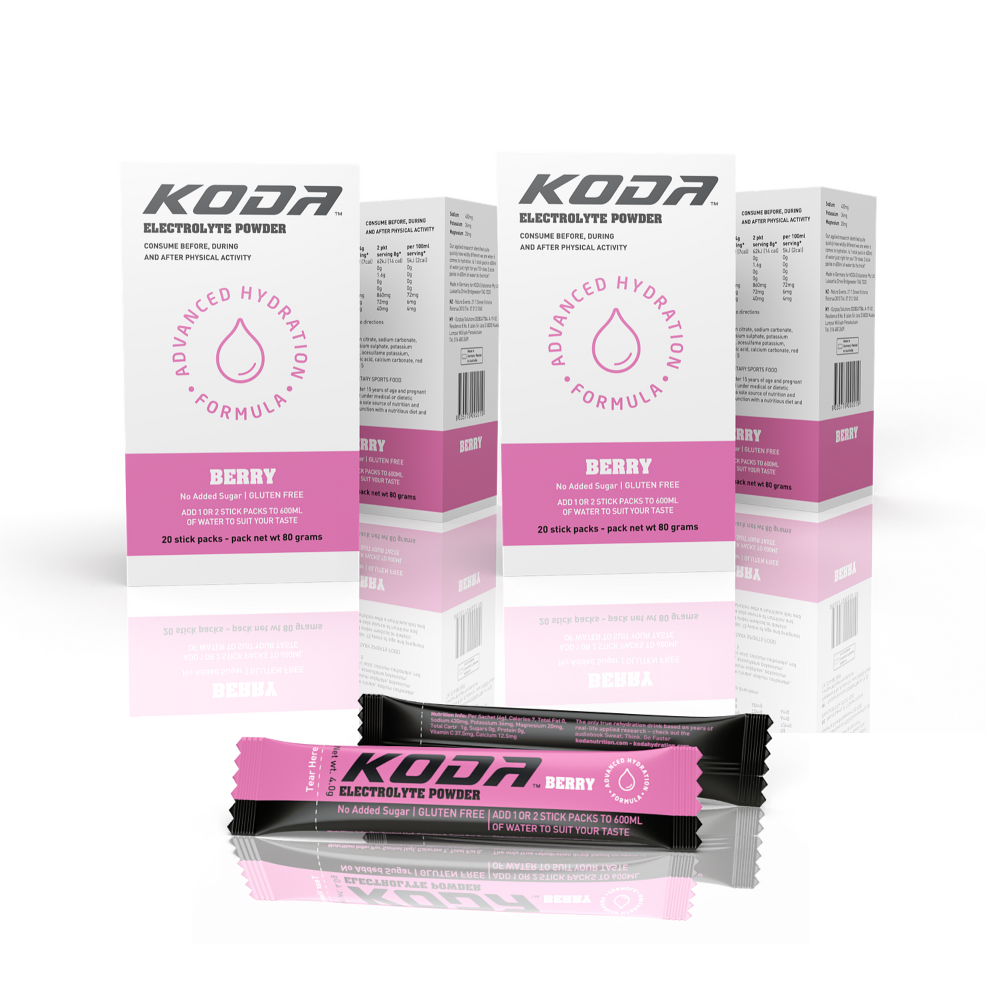 Berry - KODA Electrolyte Powder (20 Stick Pack) - 4 Pack